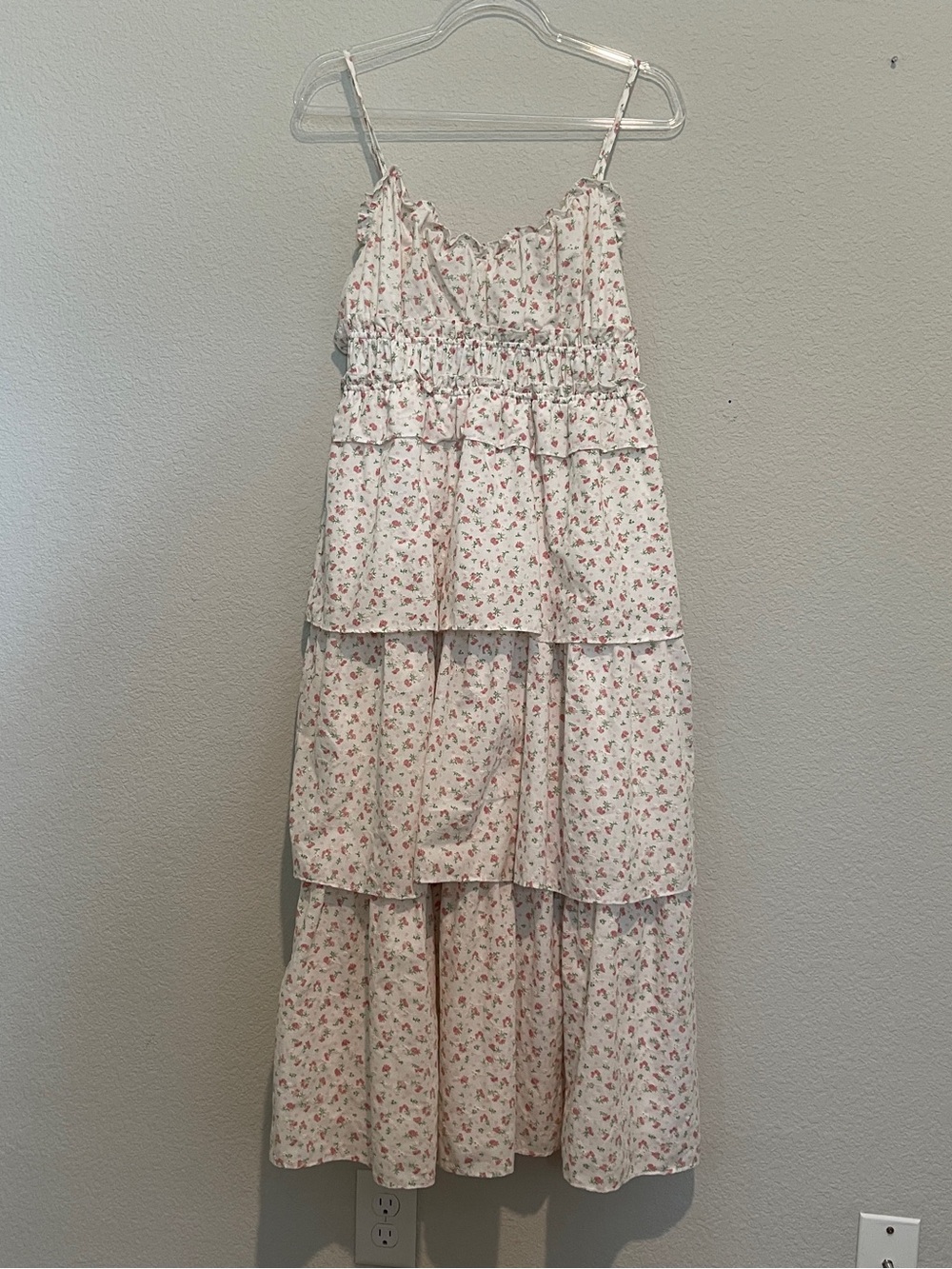 Storia White Sundress with Pink and Green Floral Print